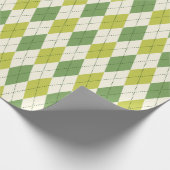 Retro Groen Geometrisch Patroon Argyle Cadeaupapier (Hoek)