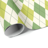 Retro Groen Geometrisch Patroon Argyle Cadeaupapier (Rol Hoek)