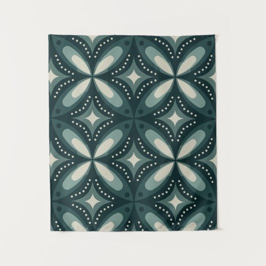 Retro groen geometrisch patroon wandkleed (Voorkant)