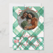 Retro groen geruit feestdagenkaart (Voorkant)