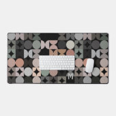 Retro Groen Grijs Beige Bruin Zwart Pop Kunstpatro Bureaumat (Keyboard & Muis)