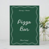 Retro Groen Handschrift Pizza Bar Tafelblad Teken Kaart (Staand voorkant)