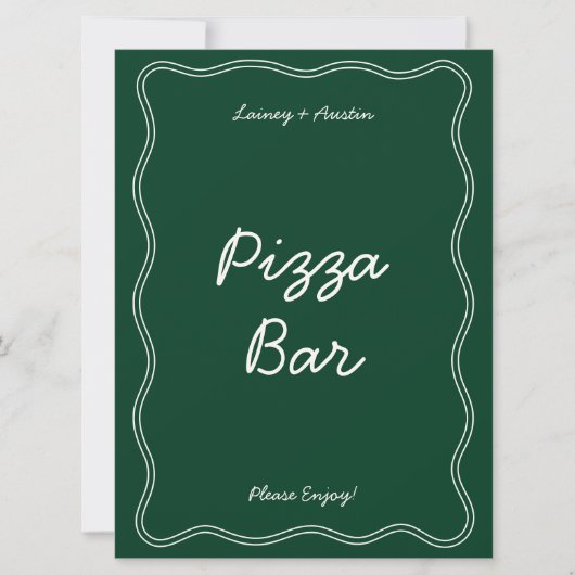 Retro Groen Handschrift Pizza Bar Tafelblad Teken Kaart (Voorkant)