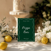 Retro Groen Handschrift Pizza Bar Tafelblad Teken Kaart