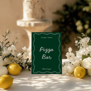 Retro Groen Handschrift Pizza Bar Tafelblad Teken Kaart