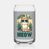 Retro "Groen is de nieuwe miauw" Cool Cat Natuur A Blikvorm Glas (Achterkant)