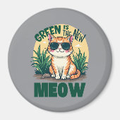 Retro "Groen is de nieuwe miauw" Cool Cat Natuur A Magneet (Voorkant)
