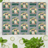 Retro "Groen is de nieuwe miauw" Cool Cat Natuur A Theedoek (Gevouwen)