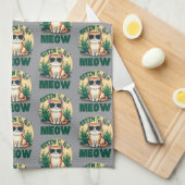 Retro "Groen is de nieuwe miauw" Cool Cat Natuur A Theedoek (Quarter Fold)
