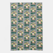 Retro "Groen is de nieuwe miauw" Cool Cat Natuur A Theedoek (Verticaal)