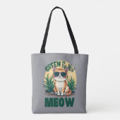 Retro "Groen is de nieuwe miauw" Cool Cat Natuur A Tote Bag (Achterkant)
