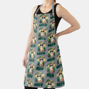 Retro "Groen is de Nieuwe Miauw" Cool Kat Natuur K Schort