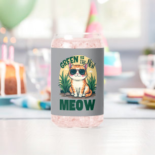 Retro "Groen is de Nieuwe Miauw" Koele Kat Natuur Blikvorm Glas