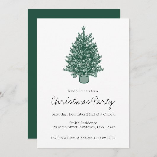 Retro  Groen Kerstfeest Kaart (Voorkant / Achterkant)