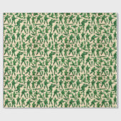 retro groen leger mannen speelgoed ontwerppatroon cadeaupapier (Vlak)