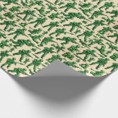 retro groen leger mannen speelgoed ontwerppatroon cadeaupapier (Hoek)