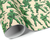retro groen leger mannen speelgoed ontwerppatroon cadeaupapier (Rol Hoek)