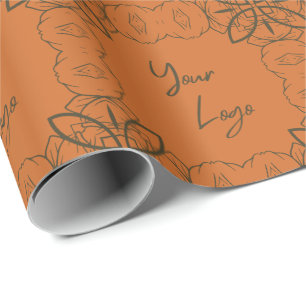 Retro Groen Oranje Patroon Aangepast Zakelijk Logo Cadeaupapier