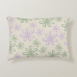 Retro  Groen Paarse Kleine Bloempatroon Accent Kussen