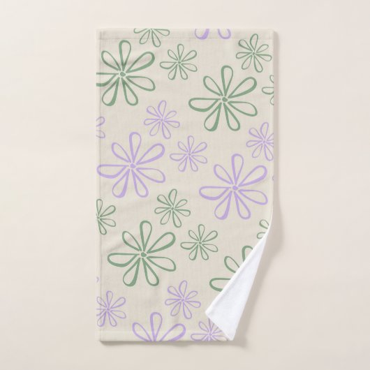 Retro  Groen Paarse Kleine Bloempatroon Bad Handdoek (Handdoek)