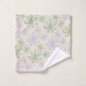 Retro  Groen Paarse Kleine Bloempatroon Bad Handdoek (Wasdoekje)