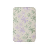 Retro  Groen Paarse Kleine Bloempatroon Badmat (Voorkant Verticaal)