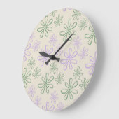 Retro  Groen Paarse Kleine Bloempatroon Grote Klok (Hoek)