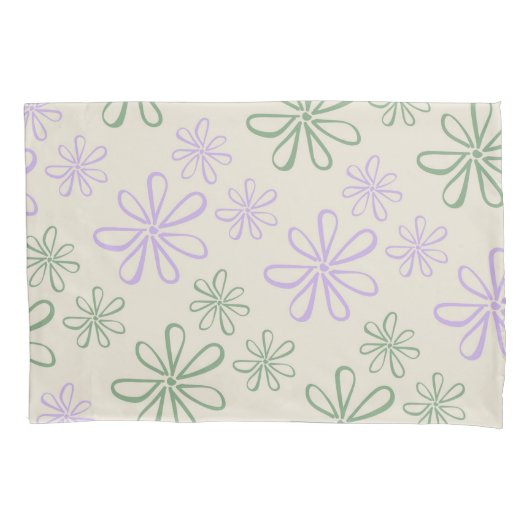 Retro  Groen Paarse Kleine Bloempatroon Kussensloop (Voorkant)