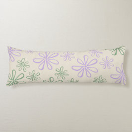Retro  Groen Paarse Kleine Bloempatroon Lichaamskussen