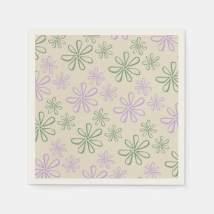 Retro  Groen Paarse Kleine Bloempatroon Servet