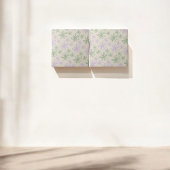 Retro  Groen Paarse Kleine Bloempatroon Tegeltje