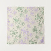 Retro Groen Paarse Kleine Bloempatroon Wandkleed (Voorkant (horizontaal))