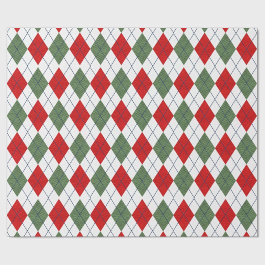 Retro groen rood kerst nieuwjaar tartan geruit cadeaupapier (Vlak)