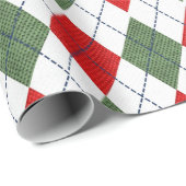 Retro groen rood kerst nieuwjaar tartan geruit cadeaupapier (Rol Hoek)