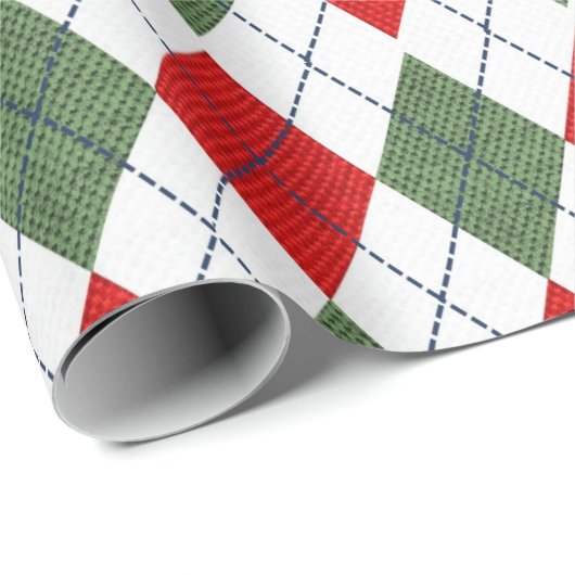 Retro groen rood kerst nieuwjaar tartan geruit cadeaupapier (Rol Hoek)