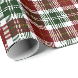 Retro groen rood kerst nieuwjaar tartan ruitjespat cadeaupapier