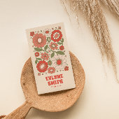 Retro Groen Rood QR Code Groovy Floral Funky Boho Visitekaartje