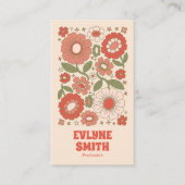 Retro Groen Rood QR Code Groovy Floral Funky Boho Visitekaartje (Voorkant)
