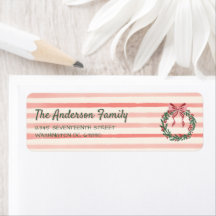 Retro Groen Rood Roze Getrokken Boog Krans Kerst