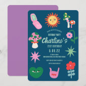 Retro Groen Roze 21e Verjaardagsfeestje Kaart (Voorkant / Achterkant)