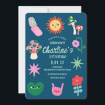 Retro Groen Roze 21e Verjaardagsfeestje Kaart<br><div class="desc">Retro Groen Roze 21e Verjaardagsfeestje</div>