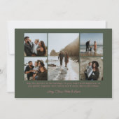 Retro  Groen & Roze Foto Kerst Feestdagenkaart (Achterkant)