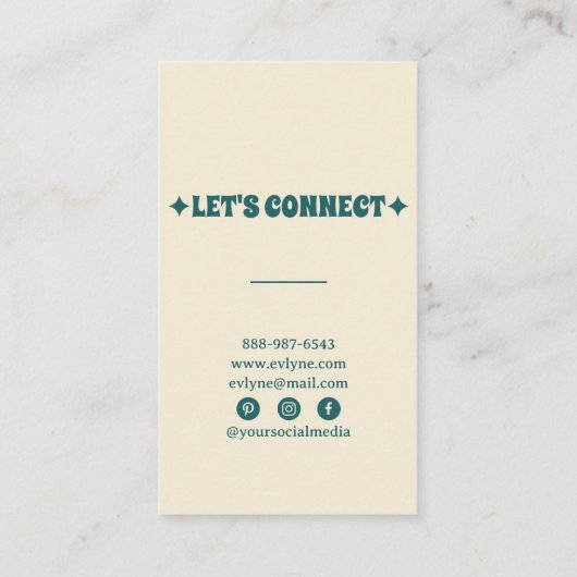 Retro Groen Roze Groovy Boho Chique Bloemen Uniek Visitekaartje (Achterkant)