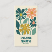 Retro Groen Roze Groovy Boho Chique Bloemen Uniek Visitekaartje (Voorkant)