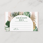 Retro groen roze streep tropisch Date nacht ideeën Informatiekaartje (Voorkant)