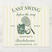 Retro groen & roze tennis vrijgezellenfeest fonkel sparkling wijnetiket (Enkel label)