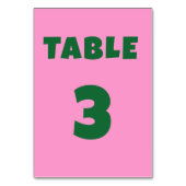 Retro groen roze Vet Bruiloft Tafel Nummer Kaart (Achterkant)