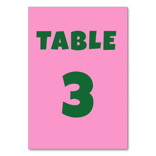 Retro groen roze Vet Bruiloft Tafel Nummer Kaart (Achterkant)