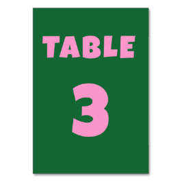 Retro groen roze Vet Bruiloft Tafel Nummer Kaart