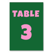 Retro groen roze Vet Bruiloft Tafel Nummer Kaart (Voorkant)